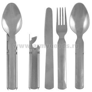 Столовый набор (отдельно ложка, вилка, нож) с металлическим держателем-открывалкой