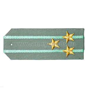Погоны «машинная вышивка» из рубаш. ткани оливк. с 2 вышит. зел. просв. с вышит. звездами (полковник)