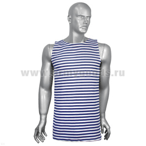 Майка-тельняшка интерлок синяя (беленая)