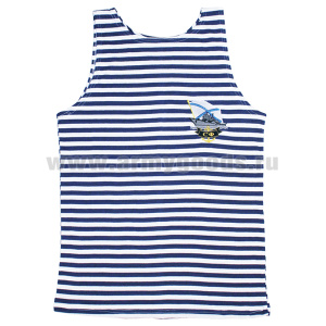 Майка-тельняшка кулирка синяя вышитая СФ (корабль)