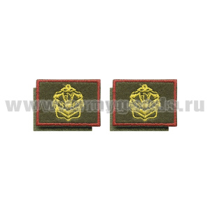 Нашивки вышит. Инженерные войска (нов/обр) оливк. фон, красный кант петличные эмблемы на липучке 