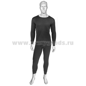 Термобелье черное/темно-синее (фуфайка и кальсоны) утепленное флисом (100% полиэстер)