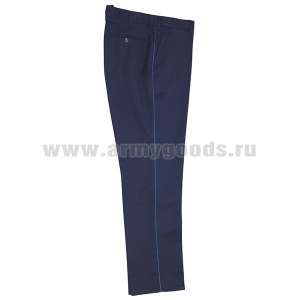 Брюки форм. п/ш ВВС синие/голубой кант (ТУ 858-6521-2018) в комплект к кителю с воротником-стойкой