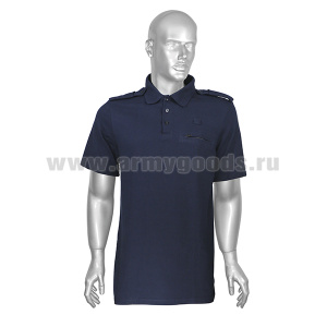 Рубашка поло Полиция (короткий рукав) нов/обр ТУ 2018 (без триколора, надписей и липучек) иссиня-черн (Х/Б) р-ры с 40 по 60