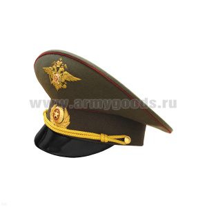 Фуражка Ручная вышивка канитель (3% золото) ВВ оф. оливковая с крап. кантом
