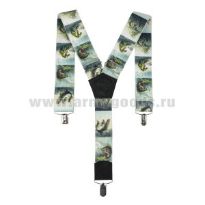 Подтяжки гладкие с рисунком "рыбалка"