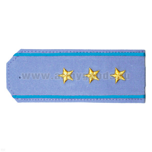 Погоны «машинная вышивка» из рубаш. ткани серо-голуб. с вышит. голуб. кантом с вышит. звездами (ст. прапорщик)
