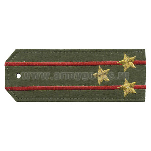 Погоны «машинная вышивка» оливк. (ткань rip-stop) c 2 вышит. красн. просв. с вышитыми звездами (полковник) на костюм офисный