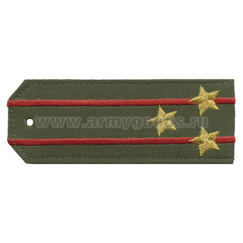 Погоны «машинная вышивка» оливк. (ткань rip-stop) c 2 вышит. красн. просв. с вышитыми звездами (полковник) на костюм офисный