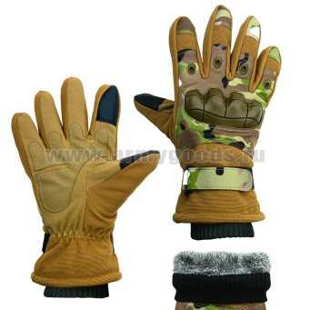 Перчатки тканевые с защитными накладками (утепленные иск. мехом/флисом - по наличию) "мультикам"