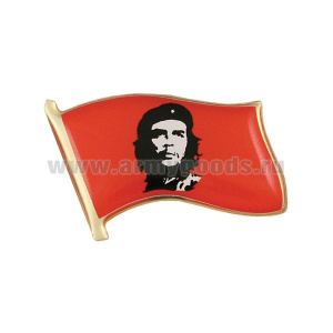 Значок мет. Флажок красный с Че Геварой (смола, на пимсе)