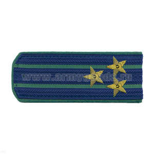 Погоны Прокуратуры нов/обр синие с зел. кантом с 2 зел. просв., вышит. канителью (полковник)