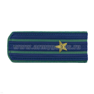 Погоны Прокуратуры нов/обр синие с зел. кантом с 2 зел. просв., вышит. канителью (майор)