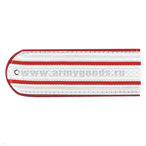 Погоны белые (красный кант) 2 красн. пр. (Полиция на белую рубашку) пластик