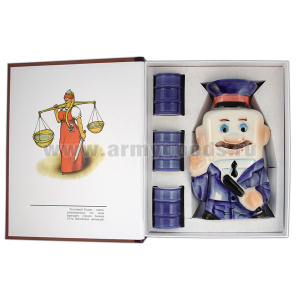 Фляга фарф. (0,25 л) + 3 рюмки в книжке-обманке Милиционер