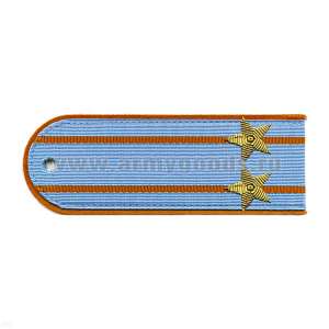 Погоны МЧС голуб. с оранж. кантом с 2 оранж. просв. на рубашку, вышит. канителью (подполковник)