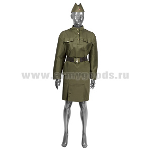 Костюм  сувенирный Солдаточка (гимнастерка, юбка, пилотка, ремень) 2388, 2389 (р-ры 44-50)