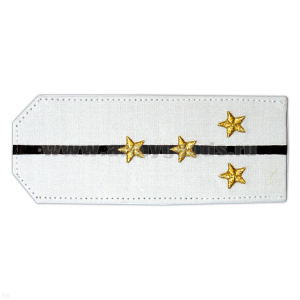 Погоны «машинная вышивка» из рубаш. ткани белые с 1 вышит. черн. просв. с вышит. звездами (капитан)