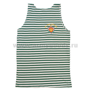 Майка-тельняшка кулирка зелёная вышитая ПС ФСБ России (щит)