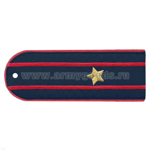 Погоны «машинная вышивка» из рубаш. ткани Полиция темно-синие с вышит. 2 красн пр. и выш звездами (майор)