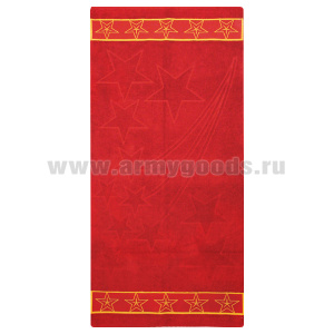 Пол-це махровое вишневое со звездами (70х140 см)
