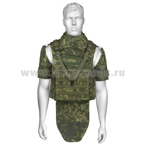 Комплект бронезащиты (жилетная основа "русская цифра" и кевларовые плиты черн. (ВМПЭ) (класс защиты 3 А) Китай