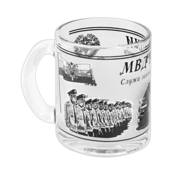 Кружка стекло (0,3 л) МВД России (Служа закону - служим народу)