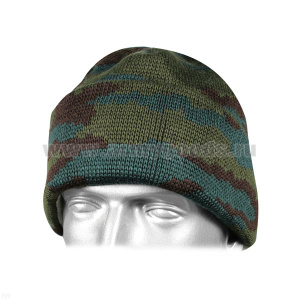 Шапка вязаная Армейская кмф зеленая комбинированная 2-слойная (внешний - п/ш, внутренний - х/б)