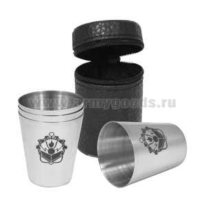 Стопки мет. (4х20 мл) с лазерной гравировкой Инженерные войска (в чехле)