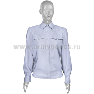 Рубашка форм. офиц. женская (дл.рук.) бледно-голубая Полиция р-ры с 32 по 42