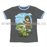 Футболка с рис краской детская Спасибо за Победу! (мальчик-танкист) темно-серая (ЗВ)