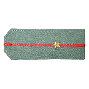 Погоны «машинная вышивка» из рубаш. ткани оливк. с 1 вышит. красн. просв. с вышитой звездой (мл. лейтенант)