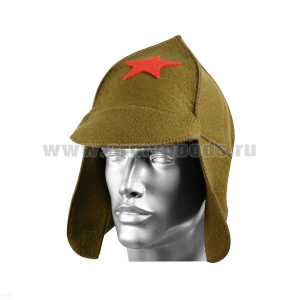 Шапка банная "буденовка" оливковая