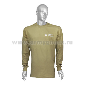 Фуфайка лет. х/б кулирка песочная нов/обр с надп. белой краской Армия России (со звездой) к костюму офисному уставная