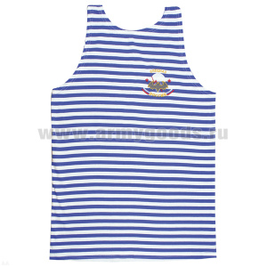 Майка-тельняшка кулирка голубая вышитая Спецназ (лет. мышь, парашют, звезды)