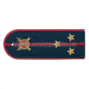 Погоны «машинная вышивка» из рубаш. ткани Полиция темно-синие с вышит. эмблемой (старший лейтенант) пластик