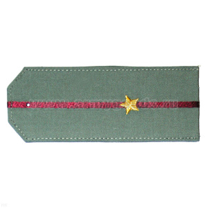 Погоны «машинная вышивка» из рубаш. ткани оливк. с 1 вышит. крап. просв. с вышитой звездой (мл. лейтенант)