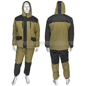 Костюм зим. Горка песочный с черн. вставками (флисовый подклад у куртки) 100% хлопок (палаточная ткань)