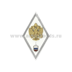 Значок мет. Ромб Академия ФСО (с накладкой) серебр. кант (хол эм)