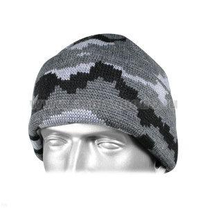 Шапка вязаная Армейская кмф серая комбинированная 2-слойная (внешний - п/ш, внутренний - х/б)