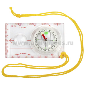Компас жидк. с линейкой (10 см) и малой лупой, на шнурке (разновидности по наличию)