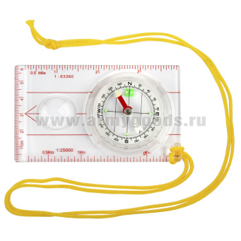 Компас жидк. с линейкой (10 см) и малой лупой, на шнурке (разновидности по наличию)