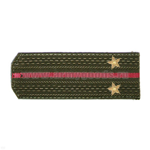 Погоны ВВ оливк. с 1 крап. просв., вышит. канителью (лейтенант)