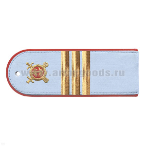 Погоны «машинная вышивка» из рубаш. ткани Полиция бледно-голуб. с вышит. эмблемой (сержант) пластик