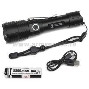 Фонарь светодиодный карманный в алюминиевом корпусе с зумом (зарядка от USB) FA-L11-4-P50 