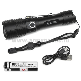 Фонарь светодиодный карманный в алюминиевом корпусе с зумом (зарядка от USB) FA-L11-4-P50 