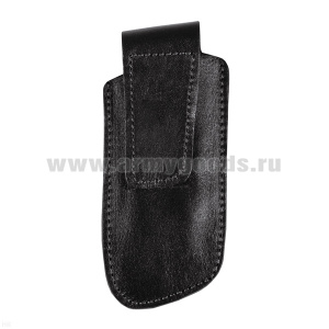 Чехол под обойму пистолета Ярыгина кожаный черный/темно-коричневый с липучкой (водоотталкивающее покрытие)