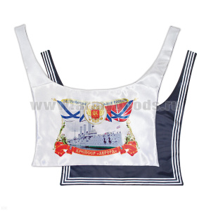 Гюйс ДМБ с рисунком Крейсер Аврора БФ (сублимация) шелк темный