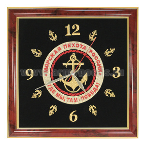 Часы подарочные вышитые на бархате в багетной рамке 35х35 см (МП)