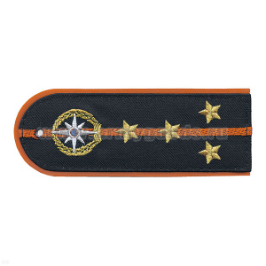 Погоны «машинная вышивка» из рубаш. ткани МЧС серо-синие с вышит. эмблемой (капитан) пластик